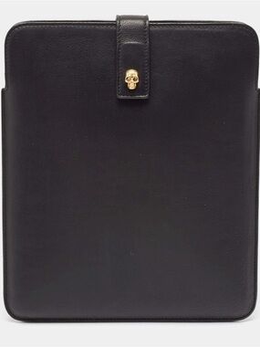 Alexander McQueen Leather iPad Sleeve with Gold Skull